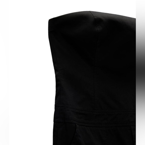 NWT . Zara Black Cotton Cargo Strapless Long Jumpsuit. Size S. - Picture 5 of 9